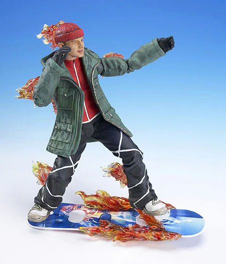 HUMAN TORCH w/Light Up Snowboard 6" Action Figure FANTASTIC FOUR MOVIE Asst. 3 Toy Biz (Shelf Wear Packaging) - Image 2