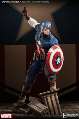 Captain America 22 Inch Statue Figure Premium Format - Captain America Allied Charge on Hydra Sideshow 3001961 Exclusive