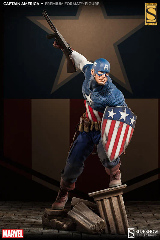 Captain America 22 Inch Statue Figure Premium Format - Captain America Allied Charge on Hydra Sideshow 3001961 Exclusive - Image 2