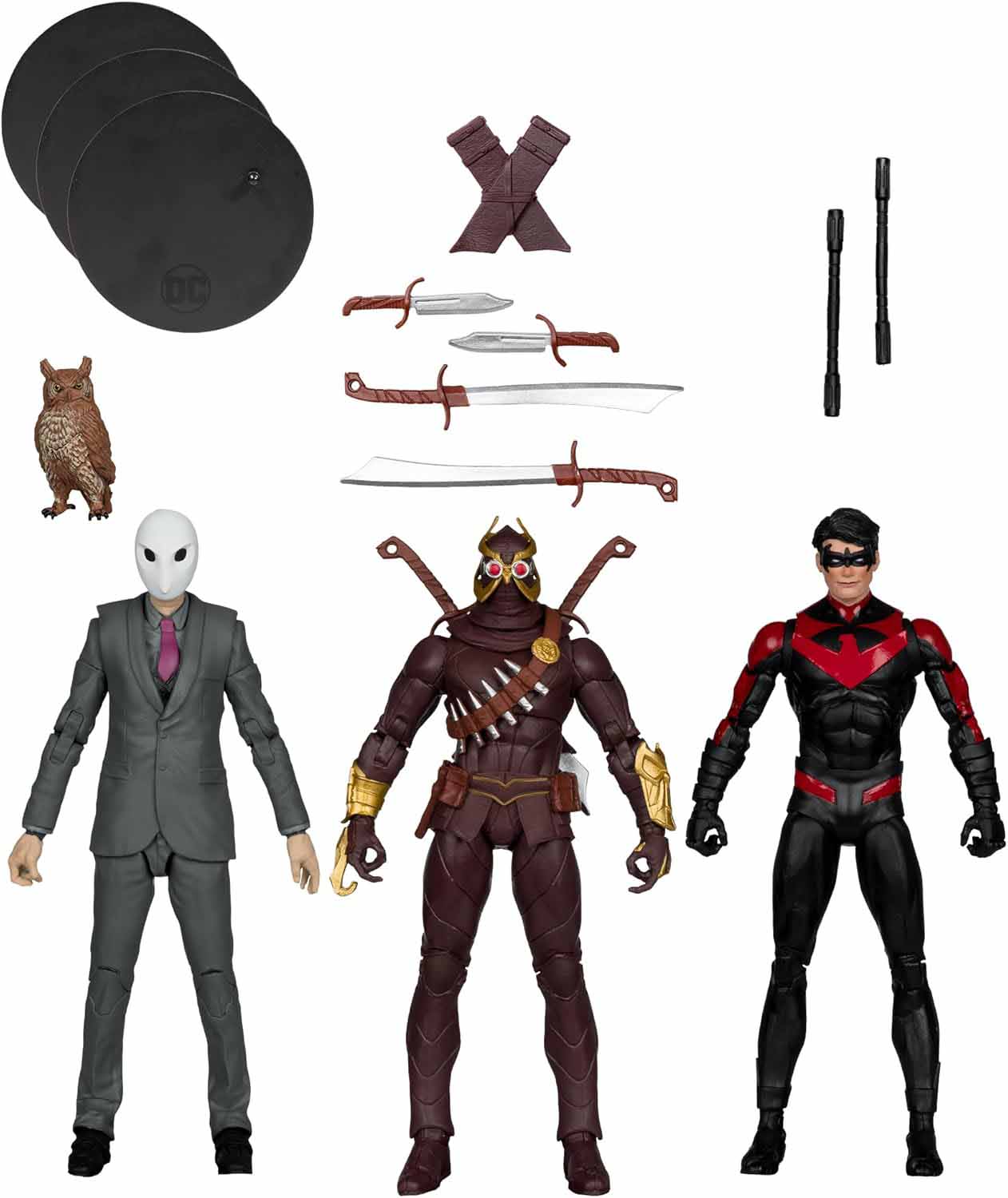 DC Multiverse Batman The Court of Owls 7 Inch Scale Action Figure 3-Pack Exclusive - Nightwing vs Talon & Owl Gold Label - Image 2