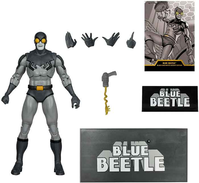 DC Multiverse Black & White Accent Edition 7 Inch Action Figure Exclusive - Blue Beetle Gold Label - Image 2