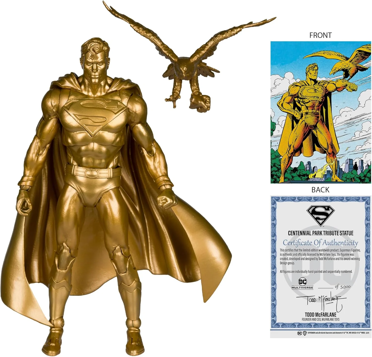 DC Multiverse 7 Inch Action Figure Exclusive - Superman (Centennial Park Tribute Statue) Gold Label - Image 2