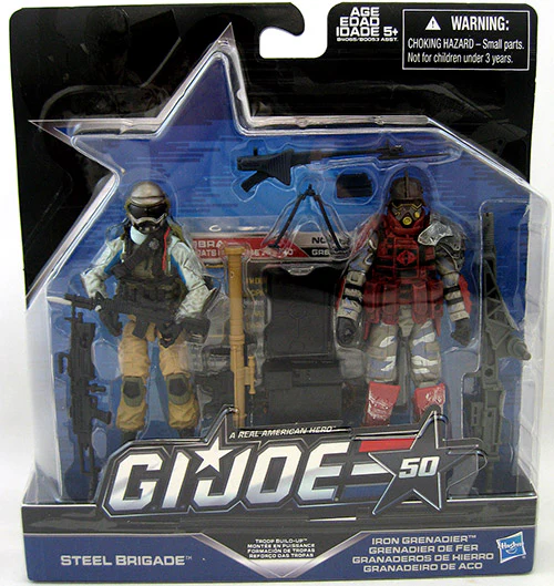 G.I. Joe 50th Anniversary 3.75 Inch Action Figure 2-Pack Wave 3 Exclusive - Troop Build Up (Steel Brigade vs Iron Grenadier)