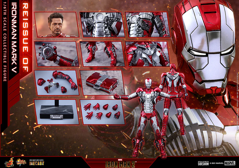 Iron Man 2 12 Inch Action Figure 1/6 Scale - Iron Man Mark V Hot Toys 907514 - Image 2