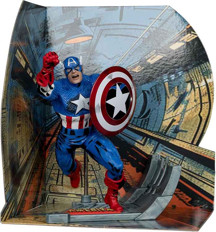 Marvel Collectible 7 Inch Statue Figure 1/10 Scale Posed Scene - Captain America #100 - Image 2