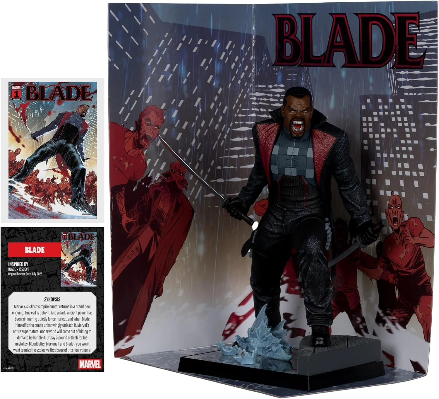 Marvel Collectible 12 Inch Statue Figure 1/6 Scale Posed - Blade Red Platinum - Image 2
