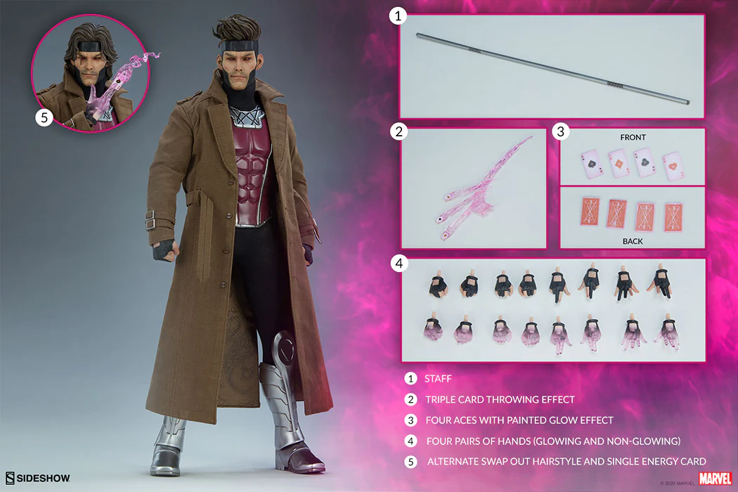 Marvel Collectible X-Men 12 Inch Action Figure 1/6 Scale - Gambit Deluxe Sideshow 100439 - Image 2