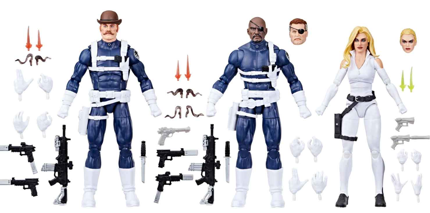 Marvel Legends Shield 6 Inch Action Figure 3-Pack Box Set - Dum Dum - Nick Fury - Sharon Carter - Image 2