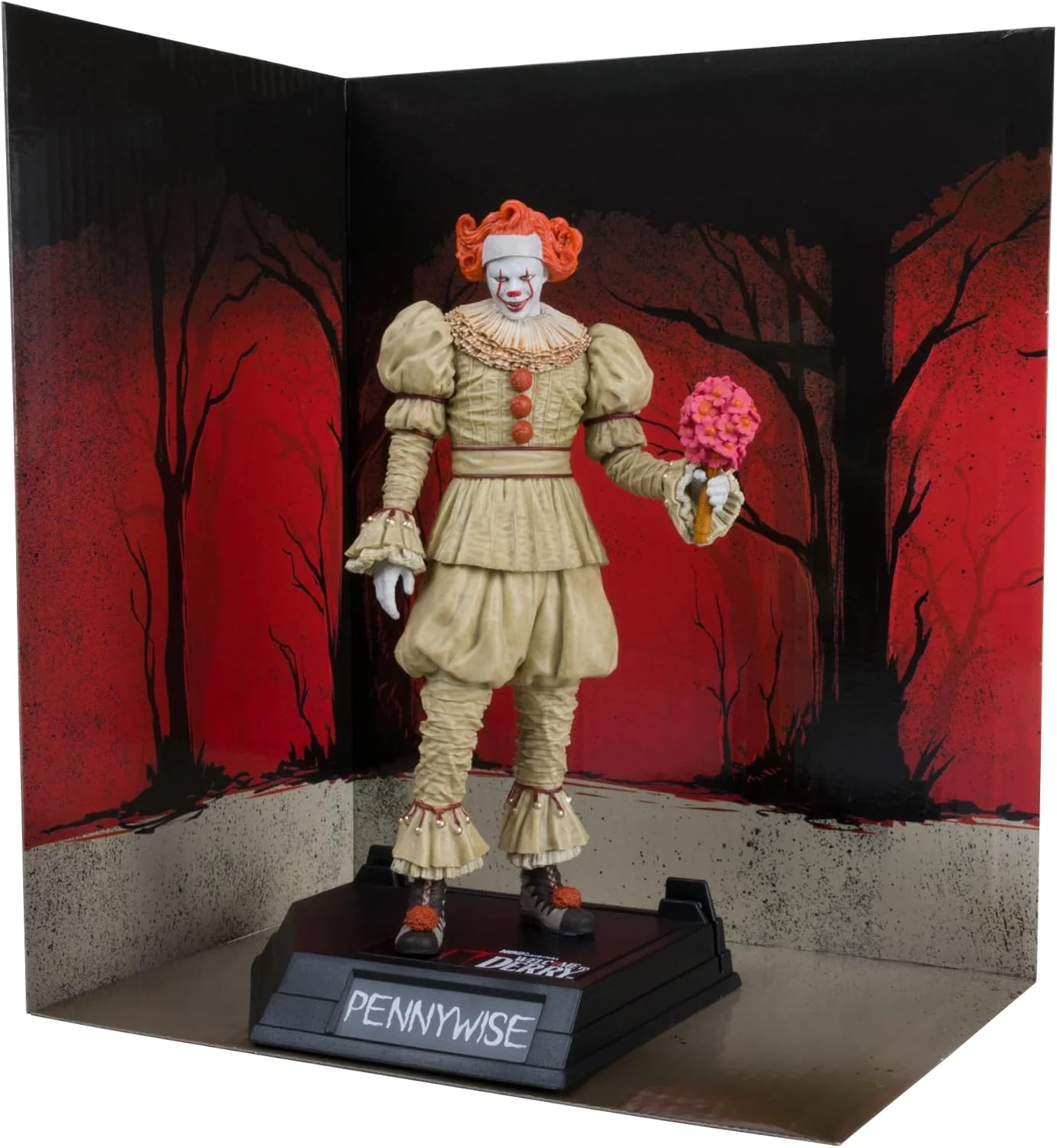 Movie Maniacs IT Welcome To Derry 6 Inch Static Figure Posed Figure Exclusive - Pennywise With Flowers Gold Label - Image 2