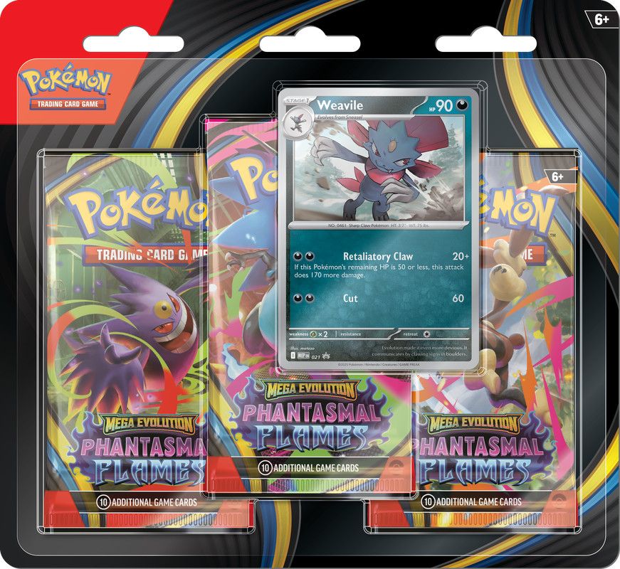 Pokemon Trading Card Game - Mega Evolution Phantasmal Flames 3-Pack Blister (Weavile)