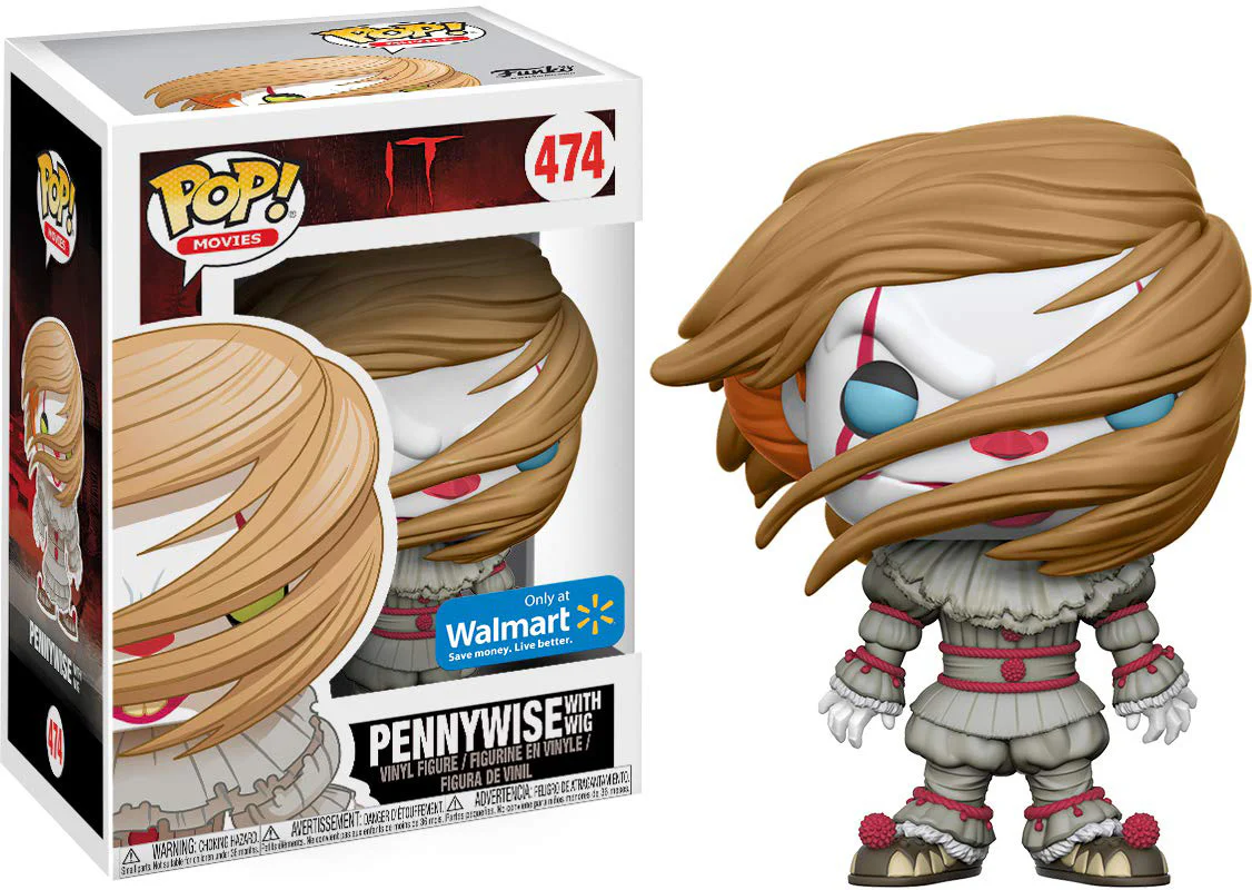 Pop Movies 3.75 Inch Action Figure IT - Pennywise With Wig #474 Exclusive (Sub-Standard Packaging)