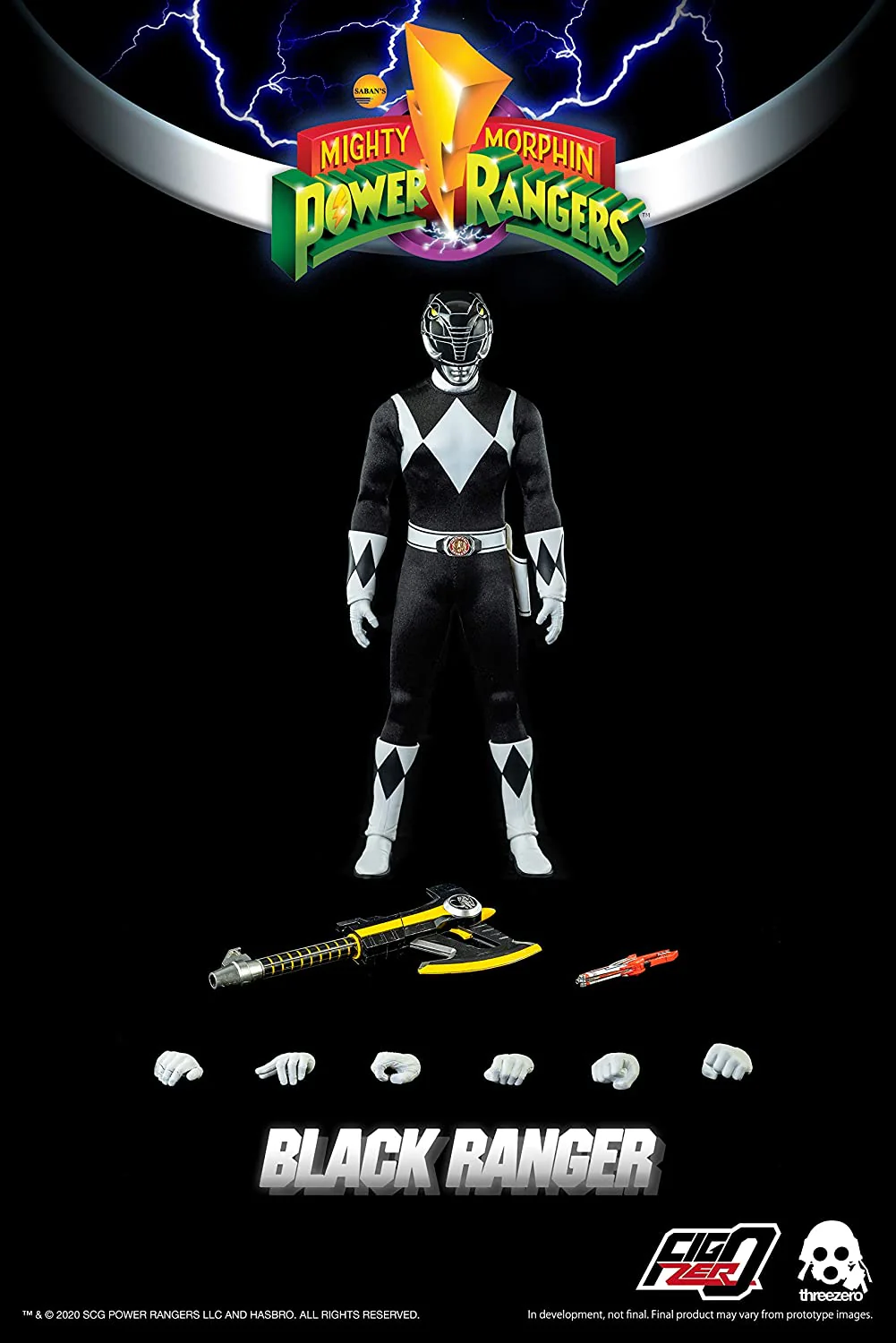 Power Rangers Mighty Morphin 12 Inch Action Figure 1/6 Scale - Black Ranger - Image 2