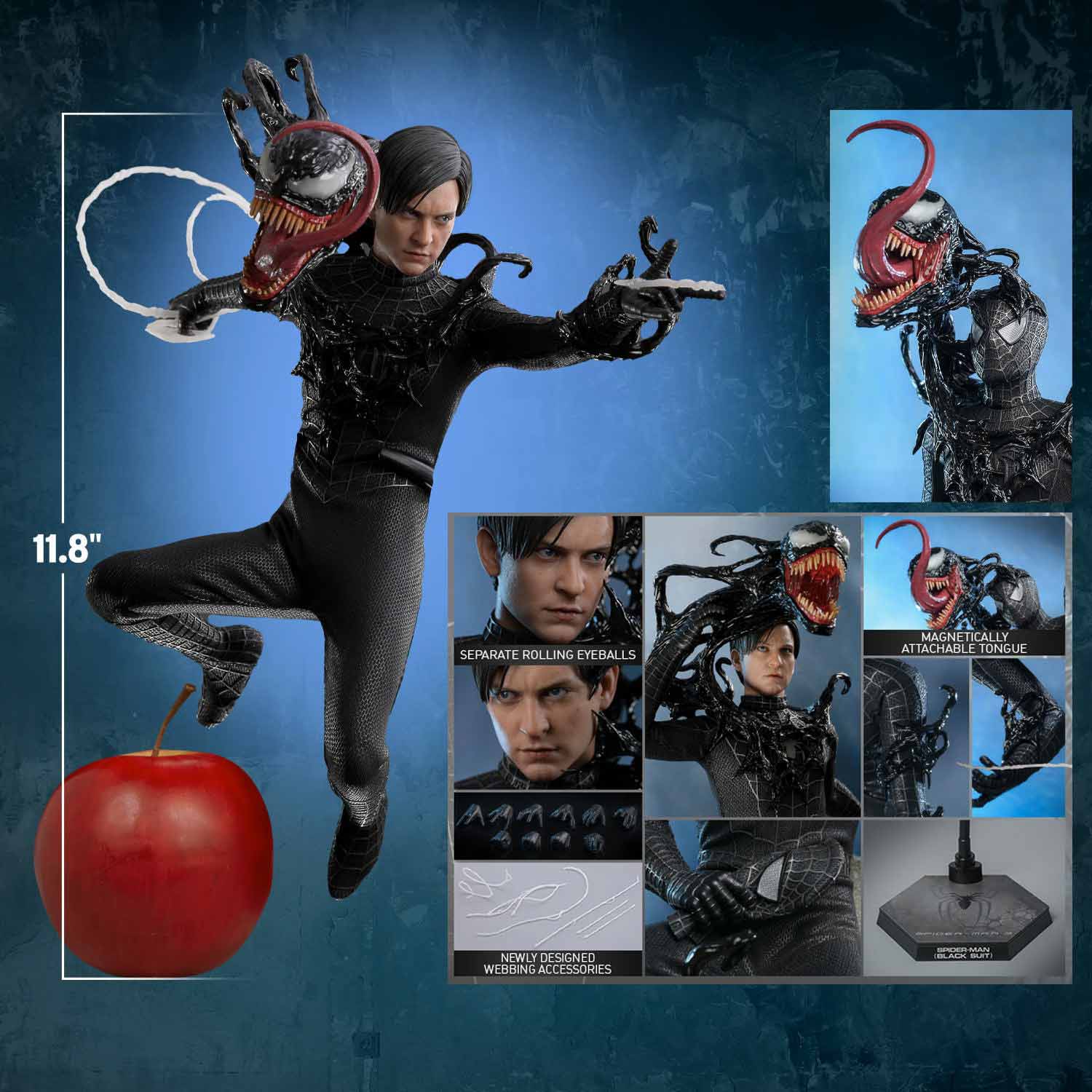 Spider-Man 3 12 Inch Action Figure 1/6 Scale - Spider-Man Black Suit Hot Toys 912768