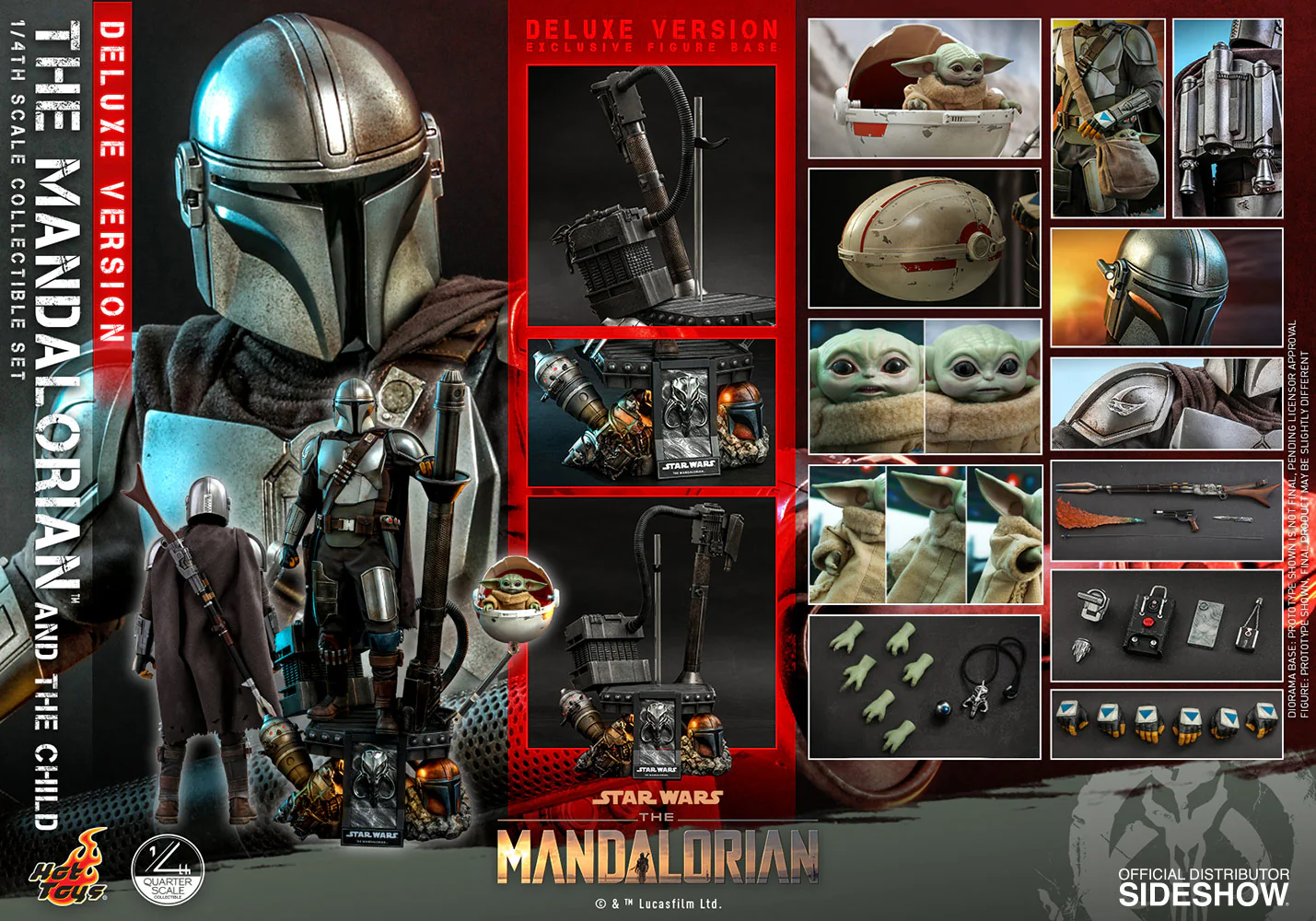 Star Wars The Mandalorian 18 Inch Action Figure 1/4 Scale Deluxe - The Mandalorian and The Child (Deluxe) Hot Toys 907266 - Image 3