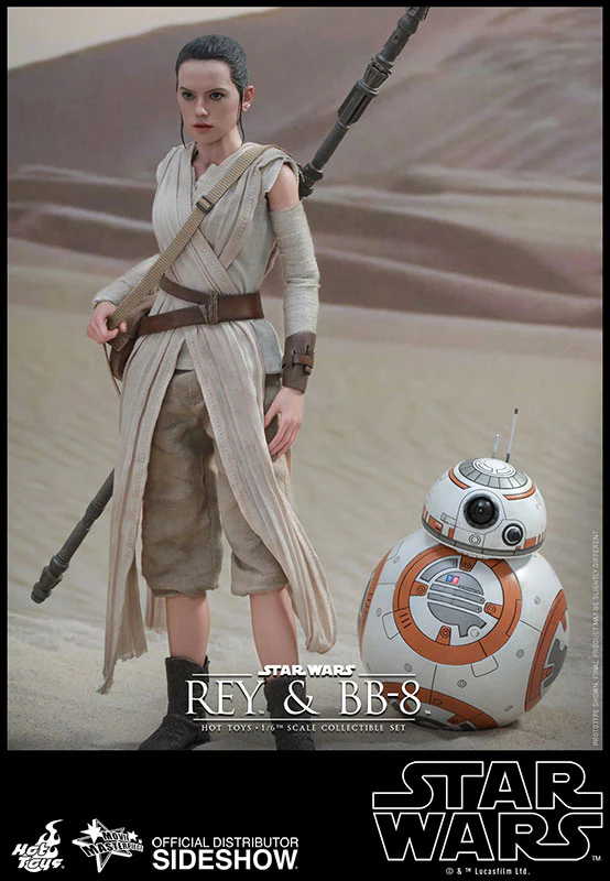 Star Wars Collectible 11 Inch Action Figure Movie Masterpiece Series - Rey and BB-8 Set Hot Toys 902612 (Non Mint Packaging)