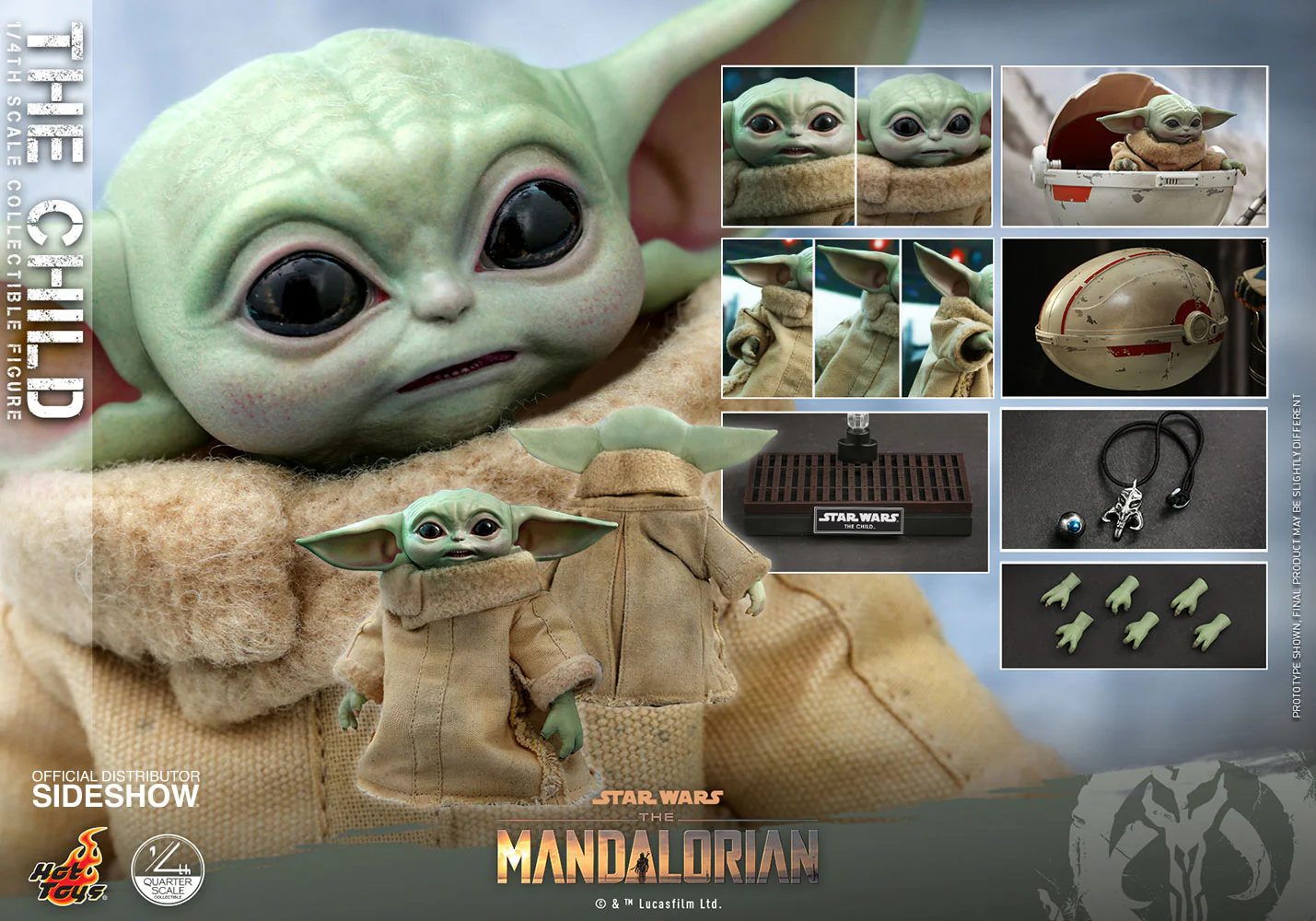 Star Wars The Mandalorian 3 Inch Action Figure 1/4 Scale - The Child (Baby Yoda) Hot Toys 905872 - Image 2