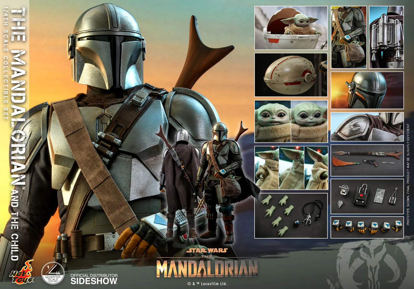 Star Wars The Mandalorian 18 Inch Action Figure 1/4 Scale - The Mandalorian and The Child Hot Toys 907267 - Image 3