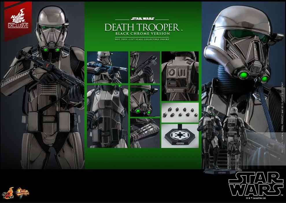 Star Wars The Mandalorian 12 Inch Action Figure 1/6 Scale Exclusive - Death Trooper Black Chrome Hot Toys 909531 - Image 2