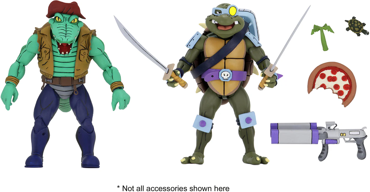 Teenage Mutant Ninja Turtles 7 Inch Action Figure 1980 Cartoon 2-Pack - Leatherhead & Slash (Shelf Wear Packaging) - Image 2