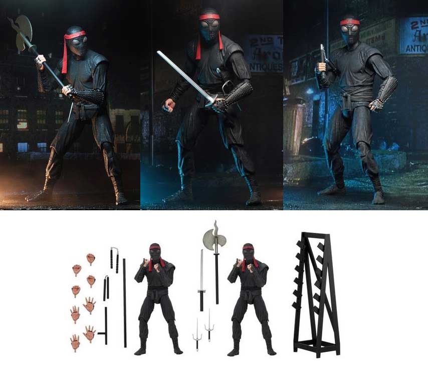 Teenage Mutant Ninja Turtles 1990 Movie 7 Inch Action Figure Exclusive - Foot Soldier with Weapons 2-Pack - Image 3