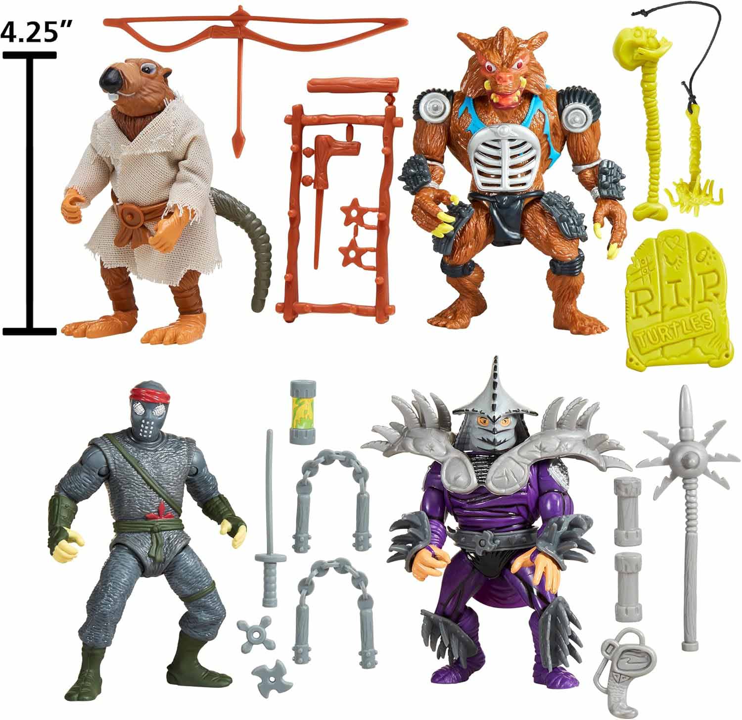 Teenage Mutant Ninja Turtles 4 Inch Action Figure Classic Movie Star 4-Pack - (Splinter - Rahzar - Foot Soldier - Super Shredder) Bundle - Image 2