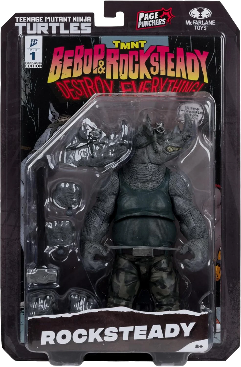 Teenage Mutant Ninja Turtles 5 Inch Action Figure Page Punchers Wave 2 - Rocksteady