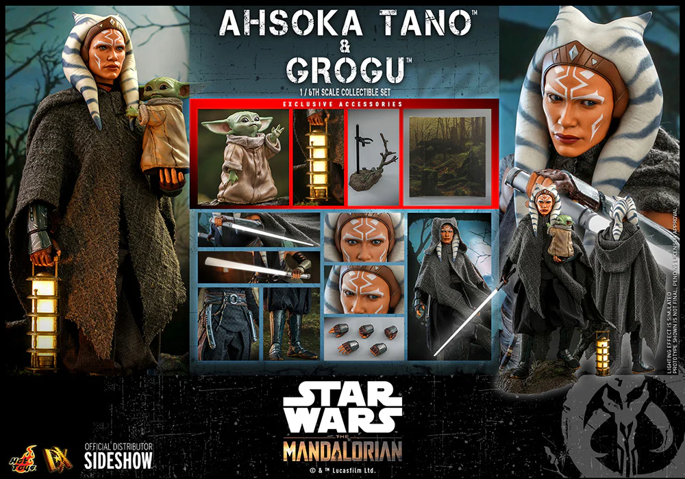 Star Wars The Mandalorian 11 Inch Action Figure 1/6 Scale - Ahsoka Tano and Grogu Hot Toys 908145 - Image 3