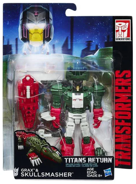 Transformers Generations Titans Return 6 Inch Action Figure Deluxe Class - Skullsmasher with Grax (Slight Shelf Wear Packaging)
