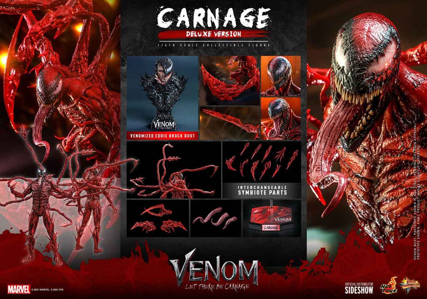 Venom Let There Be Carnage 16 Inch Action Figure 1/6 Scale - Carnage Deluxe Hot Toys 909352 - Image 2