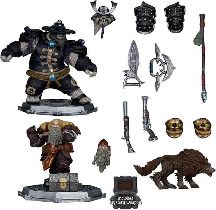 World Of Warcraft 2-Pack 6 Inch Static Figure 1/12 Posed Exclusive - Beastmaster & Marksman & Pandaren: Monk & Rogue Gold label - Image 2